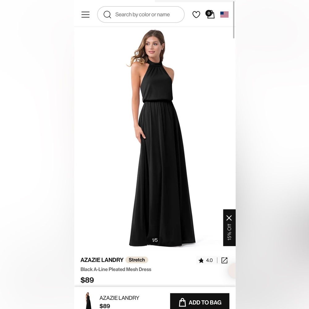 AZAZIE LANDRY BLACK BRIDESMAID DRESS HIGH NECK HALTER Mesh (Super Stretch)